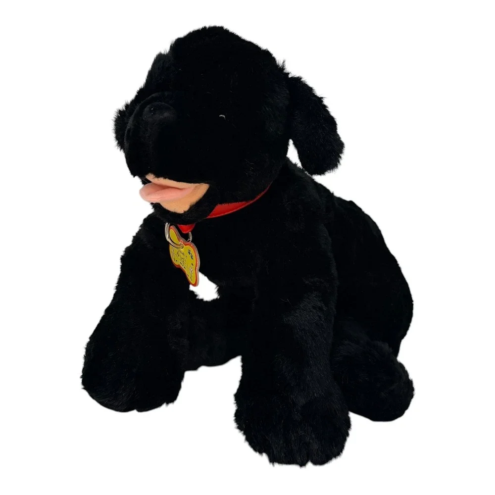Build-A-Bear‎ Black Lab Dog Retired Plush Black Red Collar Tag Puppy BABW